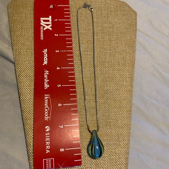 Italian blown glass piece on sterling silver chain. Vibrant colors. - Picture 6 of 6